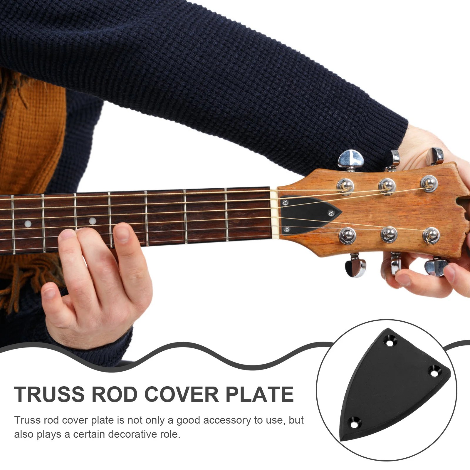 

2Pcs Electric Guitar Truss Rod Cover Plate 3 Holes Black Durable ABS Material Easy Install Accessories Guitar Cover