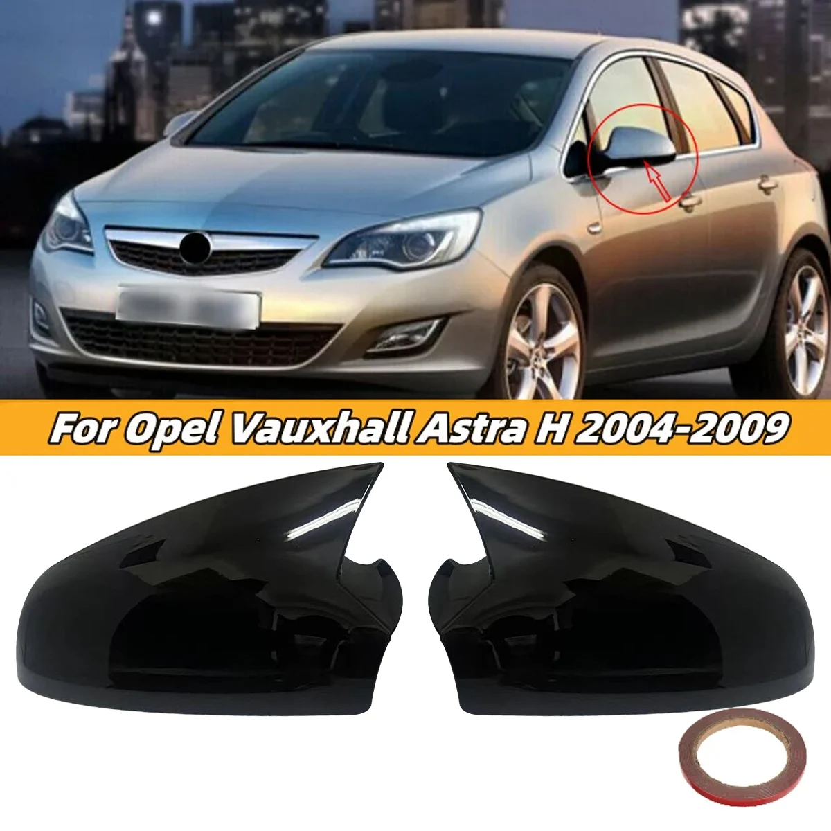 

Car Side Door Wing Rear View Mirror Cover For Opel Vauxhall Astra H 2004-2009 M Style Rearview Mirror Cap Trims