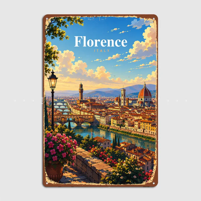 Florence Italy Travel Metal Custom Sign Living Room Wall Indoor Decor Room Decoration Bedroom Posters Home Decor