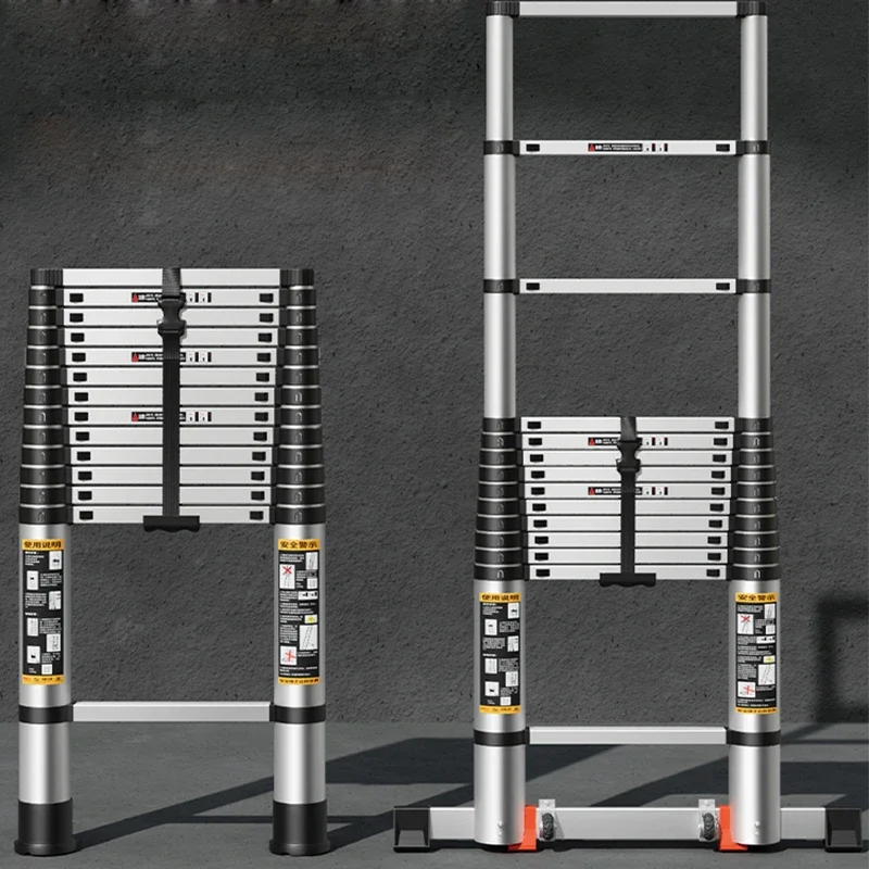

2.7M 3.1M 3.6M Aluminum Alloy Ladder Portable Telescopic Household Folding Lifting Hook Pedal Single Ladder Indoor And Outdoor