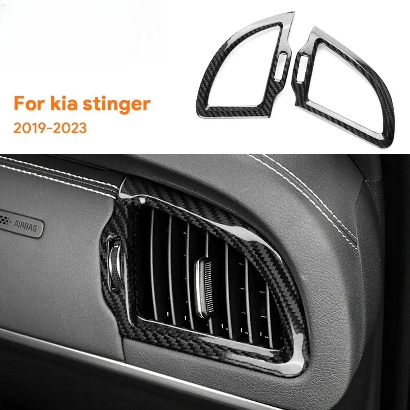 

For Kia Stinger Real Hard Carbon Fiber Cover 2018-2023 LHD Instrument AC Outlet Vent Frame Interior Trim interior modification
