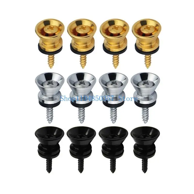 

652F 4Pcs Electric Bass Guitar Straplocks Guitar Strap Locks Heavy Duty Metal Button Security Straplock Guitar Part