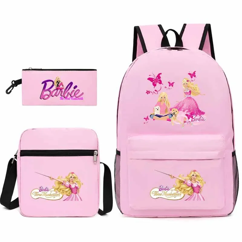 

3 Pcs Set of 3D Printing Anime Barbie School Bag Game Surrounding Primary and Secondary School Student Backpack Satchel Pen Bag