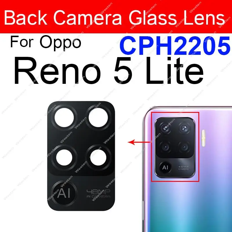 Back Camera Glass Lens For OPPO Reno 5 6 Pro Plus Pro+ 5Lite 5F 5Z 5K 4G 5G Rear Main Camera Lens with Glue Sticker Parts