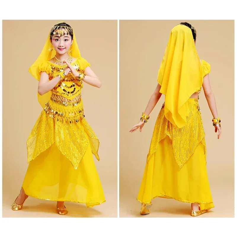 5 قطع طفل الرقص الشرقي زي الفتيات أزياء الرقص الشرقي الأطفال الرقص الشرقي الفتيات بوليوود الأداء الهندي Dancewear مجموعة