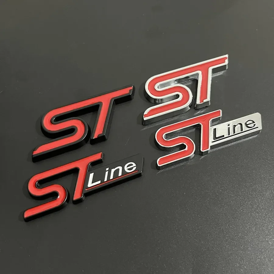 3D Metal Logo ST Line Emblem Car Rear Trunk Badge Decals For Ford Edge Puma Kuga Mondeo Fiesta Ecosport Focus STLINE Sticker