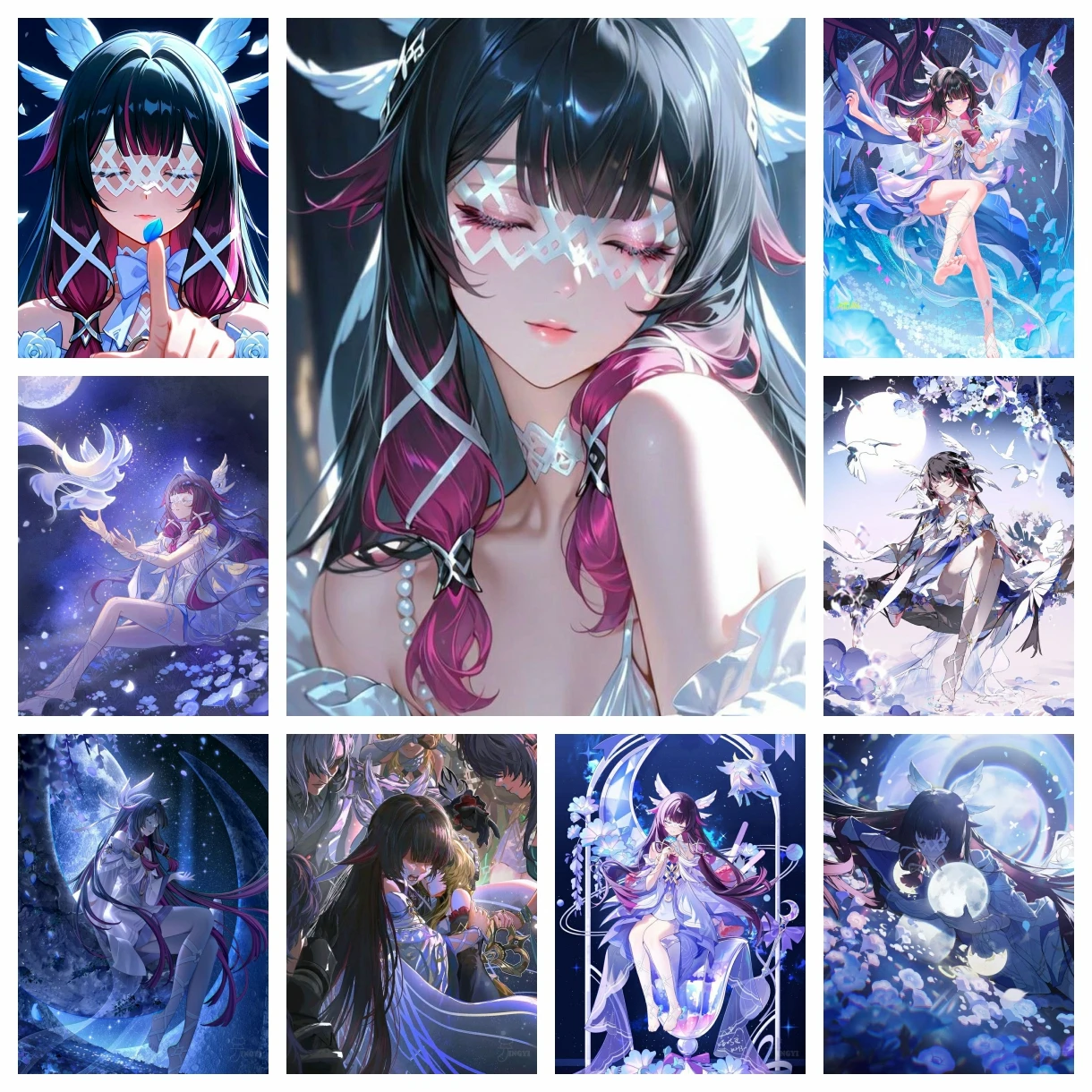 Moon Maiden Columbina Genshin Impact Game Diamond Painting Kit 5D DIY Stickerei Handgemachtes Kunstgeschenk Stichhandwerk Heimdekoration