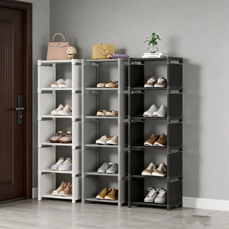 4/6/8-stöckiges Metall-Schuhregal, platzsparend, staubdicht, Haushaltsorganizer für Eingangsbereich, Schlafzimmer, Wohnheim, tägliche Schuhaufbewahrung