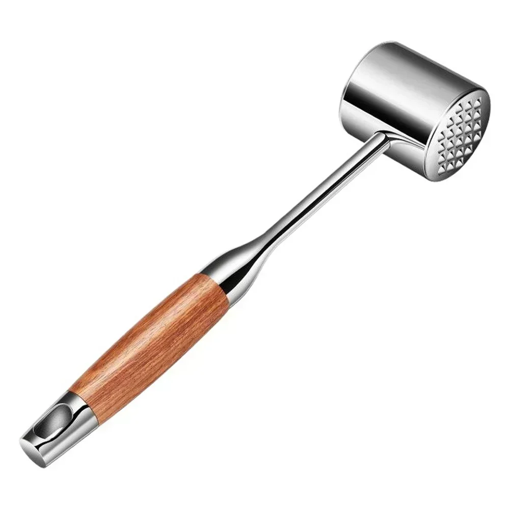 304 Stainless Steel Meat Tenderizer Hammer With Rosewood Handle Dual Side Design To Enhance Meat Flavor Absorption And Texture