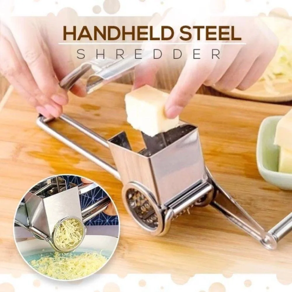 Handheld Rotary Cheese Grater, Cheese Hand Grater Kitchen Craft Stainless Steel Cheese Vegetable Grater Shredder with Handle