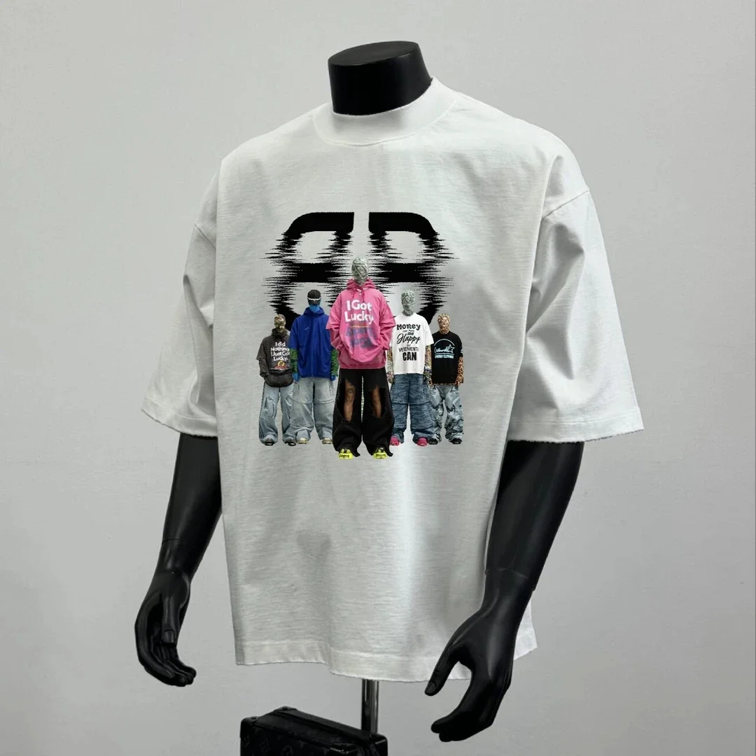 الرجال 2025 جديد حار تي شيرت الاتجاه العلامة التجارية مصمم الطباعة نمط كلاسيكي القطن الخالص جودة عالية الصيف قميص النوم الأساسية