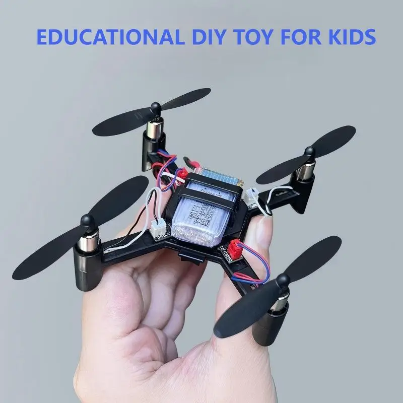 Mini DIY aerial model assembly toy primary school students DIY teaching training four-axis remote control aircraft for kid