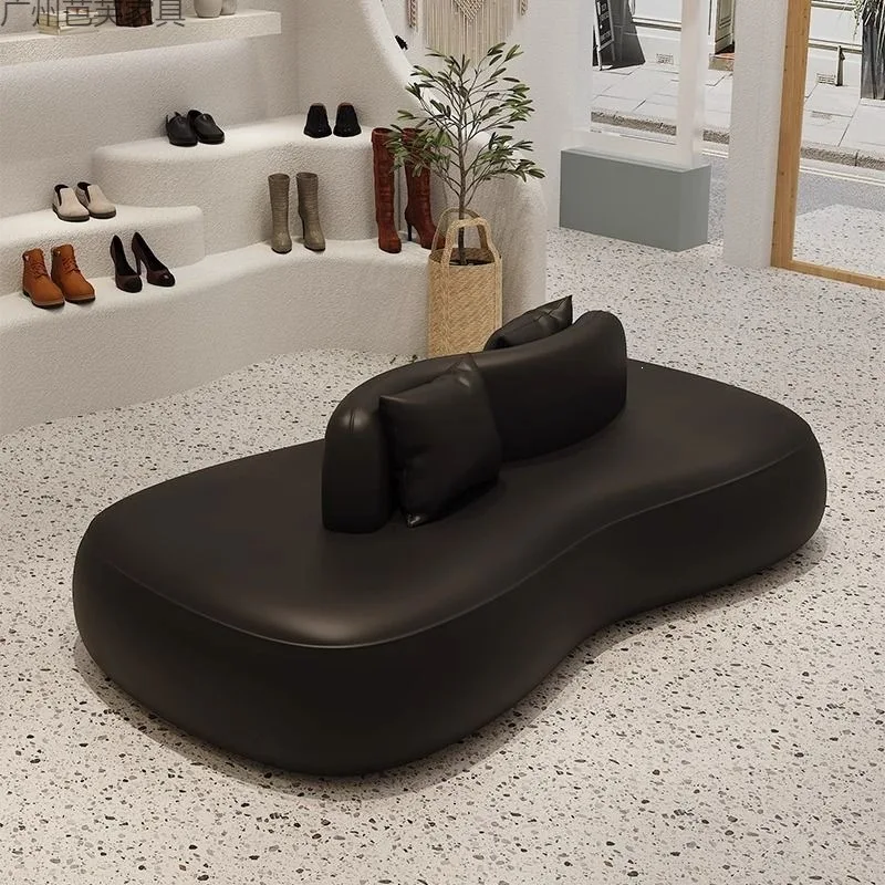 Curved design double-sided sofa technical cloth fabric is suitable for beauty shops