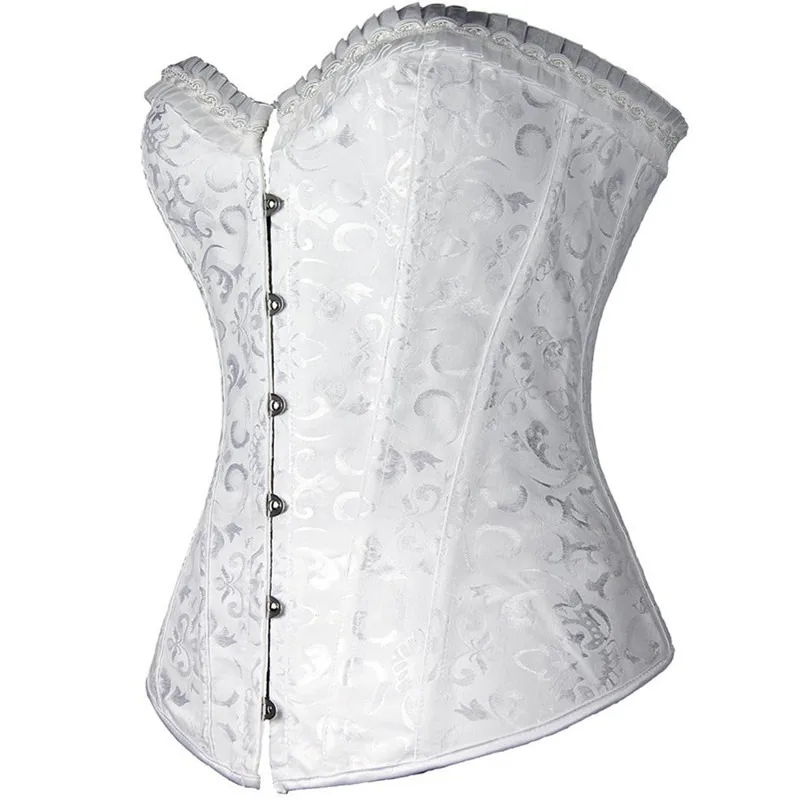

Corsets Overbust Floral Lace Tops For Women Sexy Flower Print Vintage Gothic Satin Lingerie Corselet
