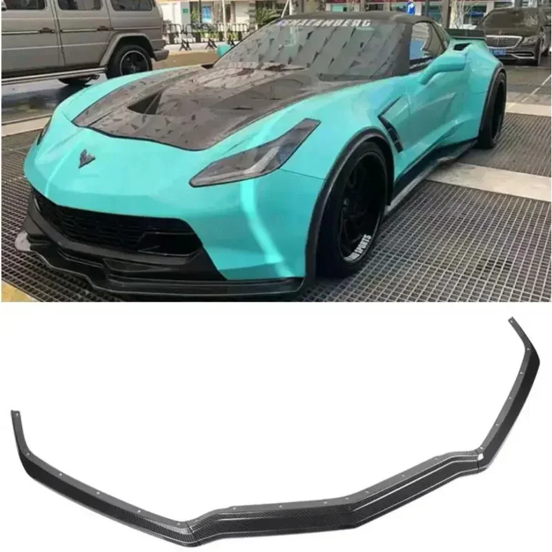 Real Carbon Fiber Front Bumper Lip Splitters Body Kit Flaps Spoiler Cover For Chevrolet Corvette C8 2019 2020 2021 2022