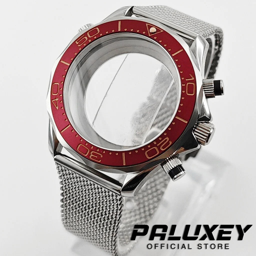 41mm Seamaster Style Chronograph Modified Watch Case Sapphire Glass Multi‑functional For VK63 VK64 Watch Repair DIY Spare Parts