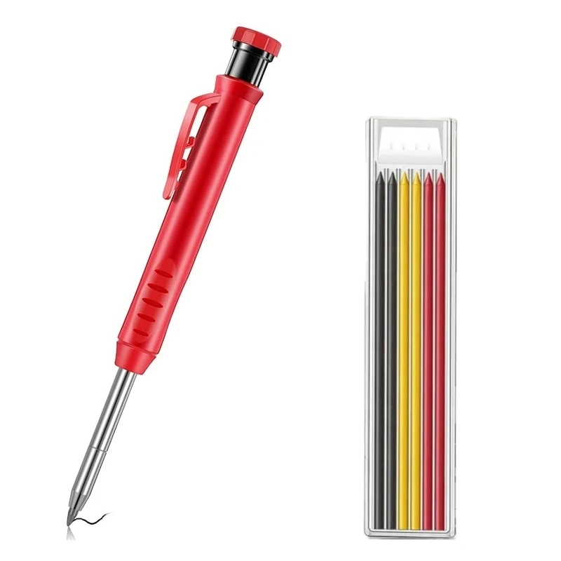Solid Carpenter Pencil Set Woodworking Tools Mechanical Pencil 3 Colors Refill Construction Job Tools Carpentry Marking