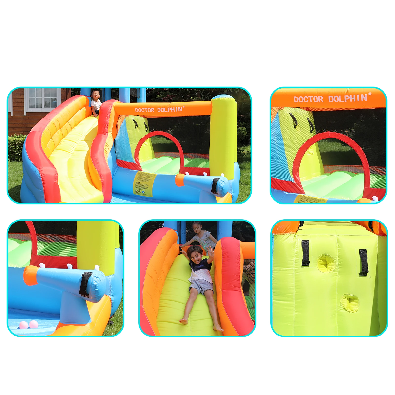 Opblaasbare waterglijbaan Moonwalk Water Jumper Uitsmijter Springkasteel Springen Thuisgebruik Bounce House Party voor kinderen