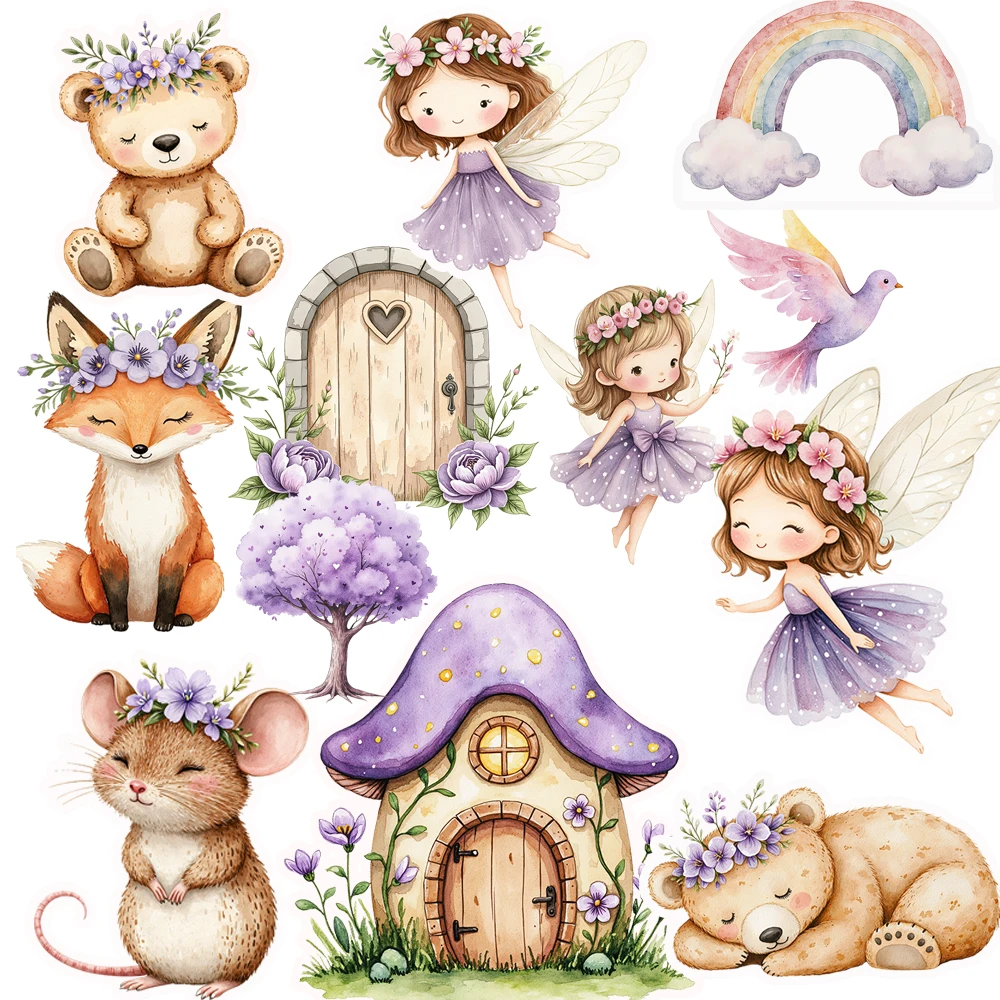 الألوان المائية الأرجواني FairyLand الجنية القواطع Kt رغوة مجلس الفطر كرتون حفلة عيد ميلاد ديكور خلفية استحمام الطفل الدعائم علامات