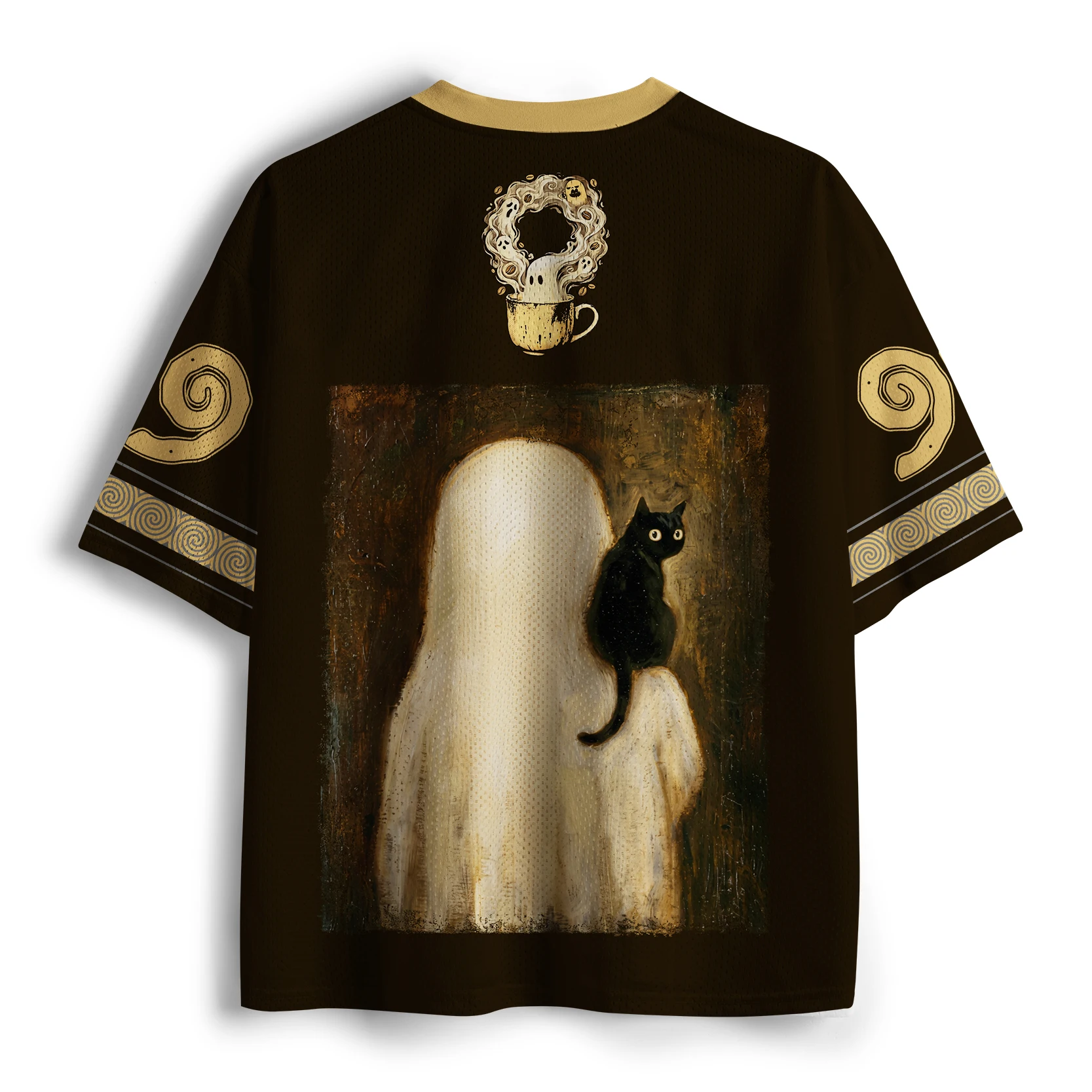 Halloween Lustiges Geister-T-Shirt, Dunkler V-Ausschnitt, Atmungsaktiv, Schnelltrocknend, Kurzärmelig, für Männer, Frauen, Paare und Kinder, Freizeit-Oberteil – Detail 7