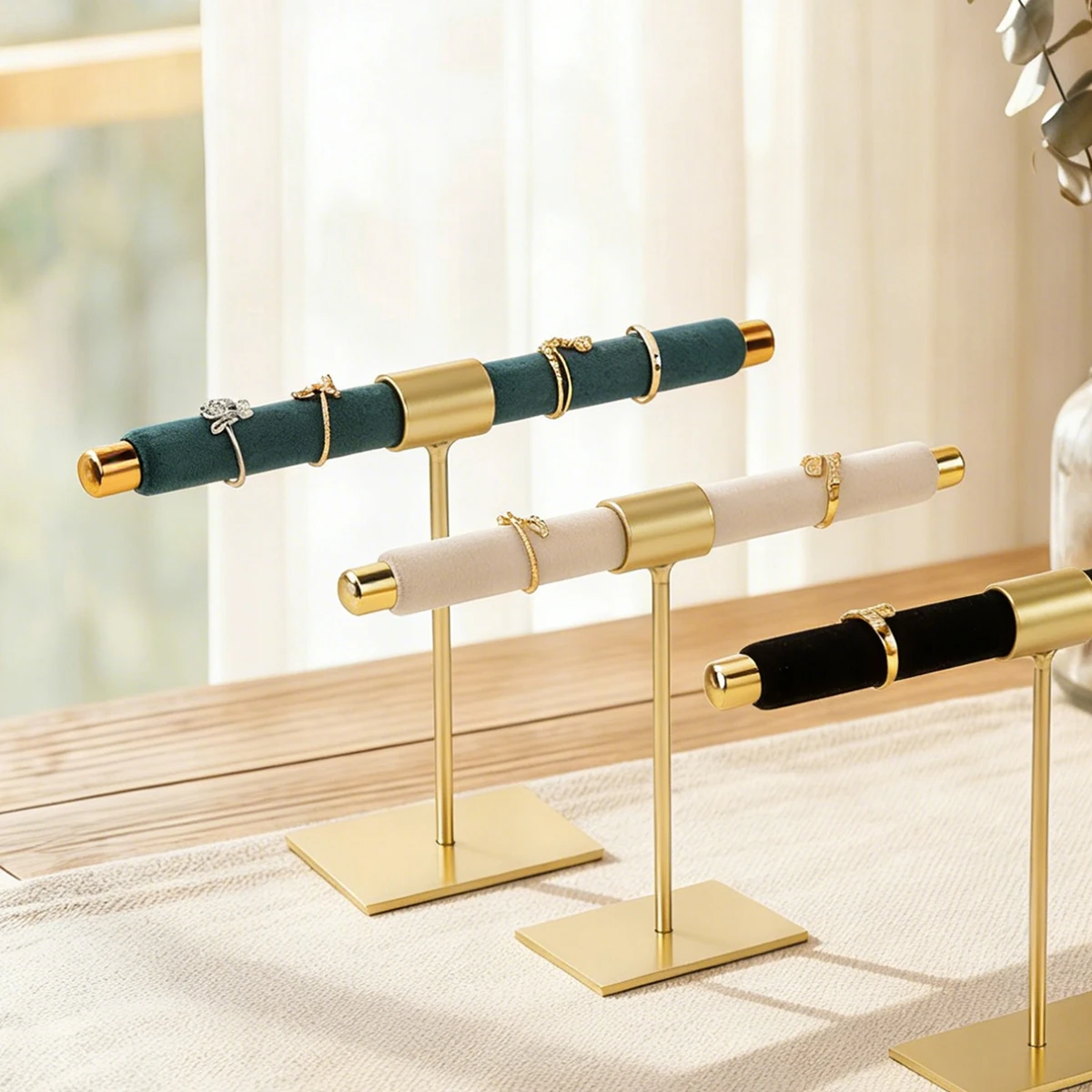 1 Pcs Ins Style T-Shaped Ring Bracelet Necklace Metal Stand Jewelry Display Stand Necklace Earring Ring Holder Organizer