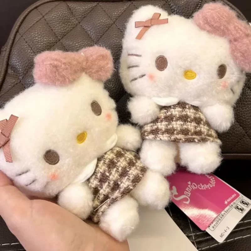 

Японская винтажная серия Sanrio, мокко, полосатый котенок, плюшевая кукла, милый кулон «Hello Kitty», детский подарок на день рождения, милая игрушка-котенок