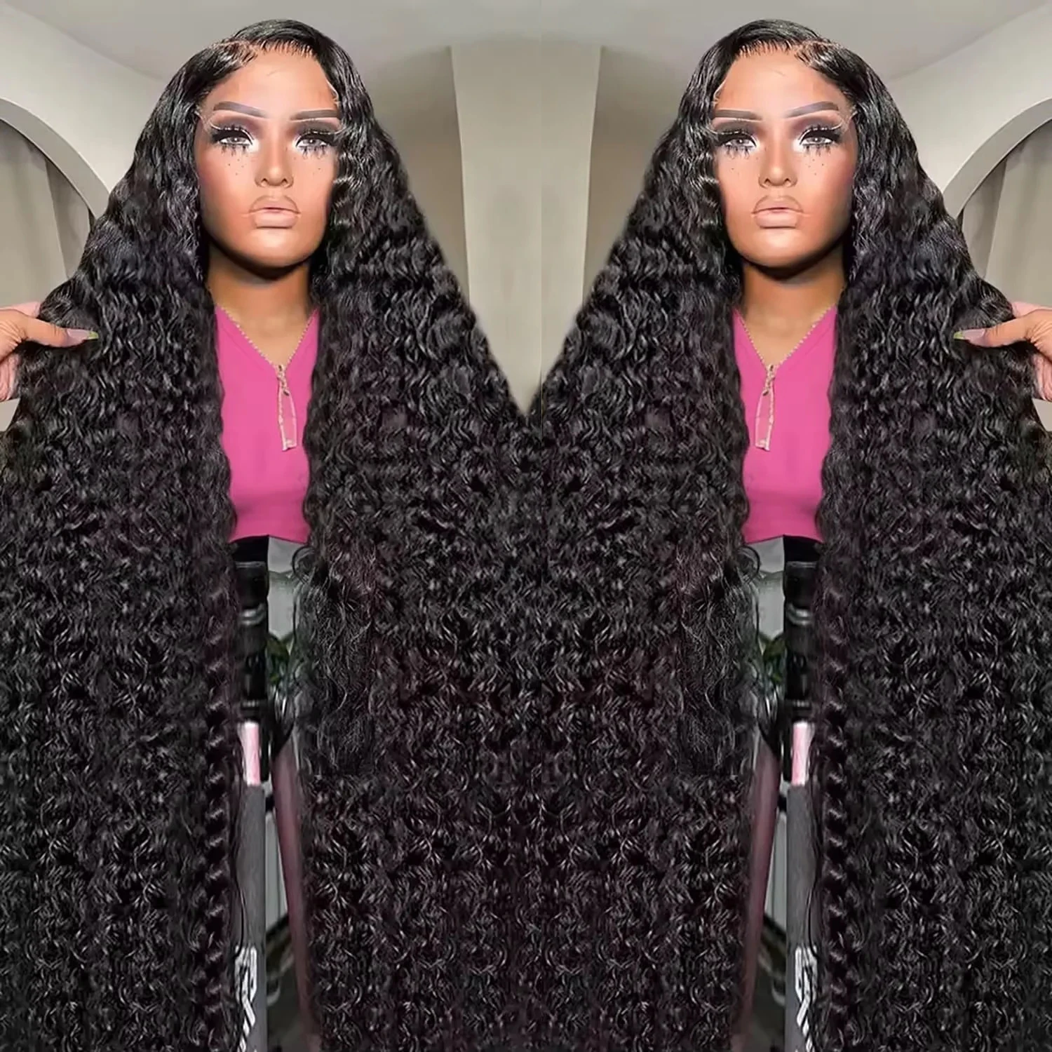 

250% Deep Wave 13x6 HD Lace Frontal Wig Curly Human Hair Wigs For Women Water Wave Lace Front Human Hair Wig 200 Density 36 Inch