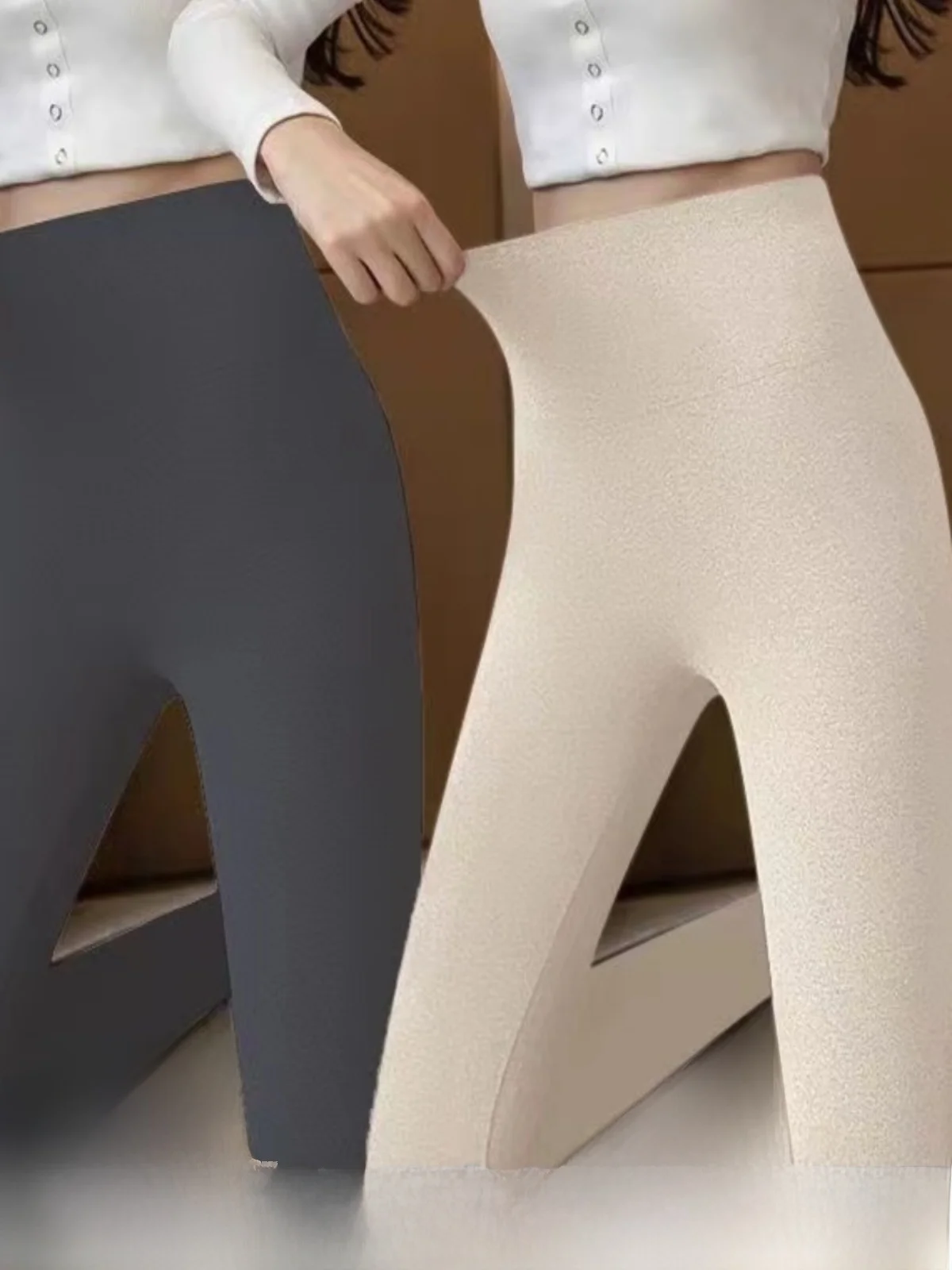 Self-Heating Thermal Trousers Women's Tight-Fit Fleece-Lined Long Pants Inner Wear Autumn Winter Base Layer Leggings