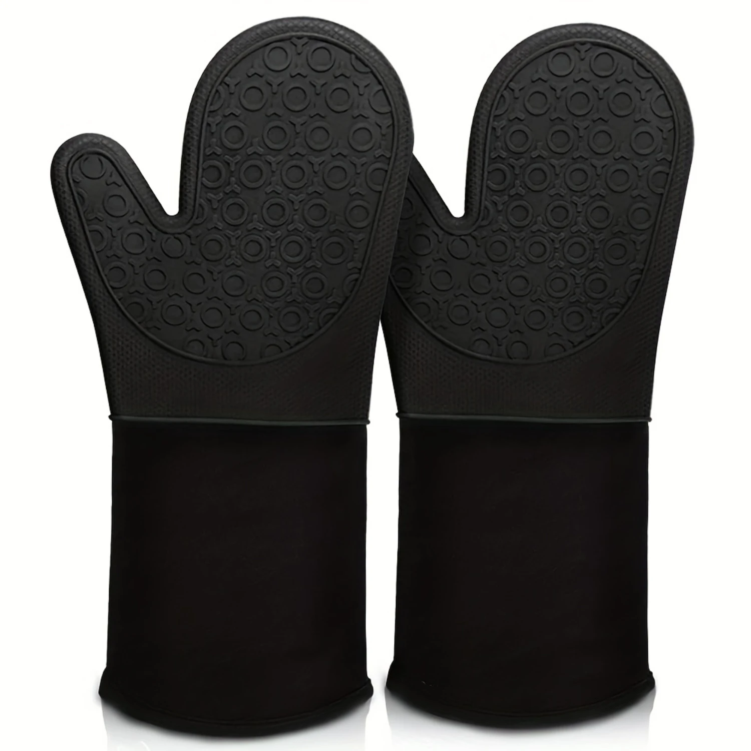 

1 Pair Extra Long Silicone Oven Mitts, Durable Heat Resistant Oven Gloves With Quilted Liner Non-Slip Textured Grip Perfect For