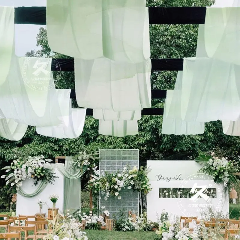 Internet celebrity ceiling gauze hanging cloth outdoor shading canopy courtyard restaurant scenic scene atmosphere arrangement
