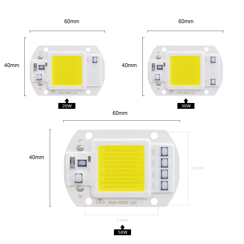 Perle de lampe intégrée haute luminosité, puce haute puissance, budgétaire LED, source de lumière, IP65, 20W, 30W, 50W, 110V, 220V, sans lecteur, 1PC