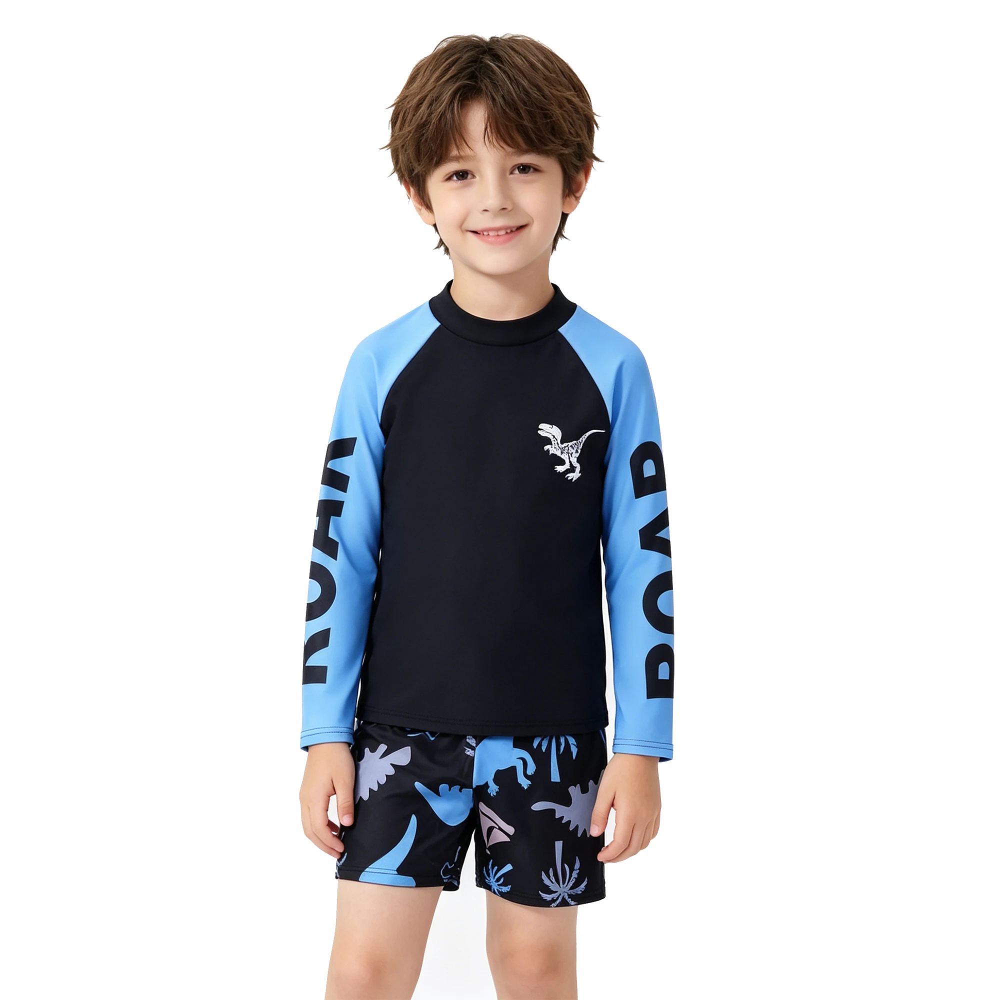 Trajes de Baño para Niños de Dos Piezas, Conjunto de Traje de Baño de Manga Larga para Niños de 3, 4, 5, 6, 7, 8, 9, 10 y 11 Años, Top + Pantalones Cortos
