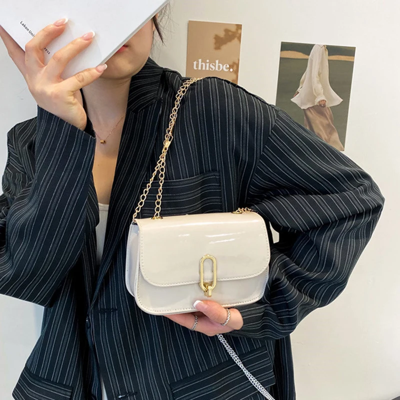 

Female Bag New Fashion Lock Shoulder Messenger Bag Simple Retro Portable Pu Leather Small Square Bag