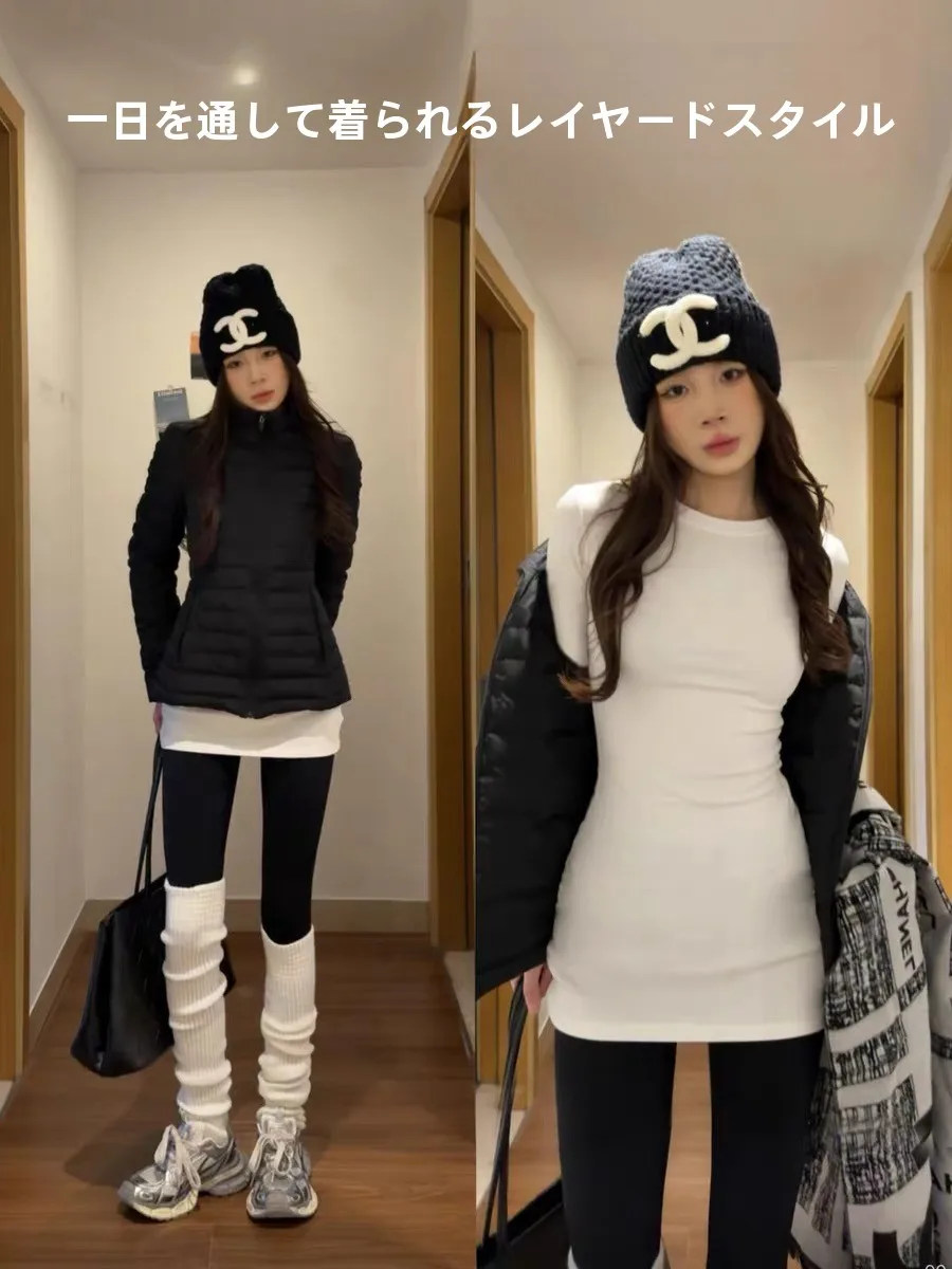 White Thermal round Neck Long Sleeve T-Shirt Women's Autumn Winter Mid-Length Cover Butt Slim Fit Base Layer Shirt