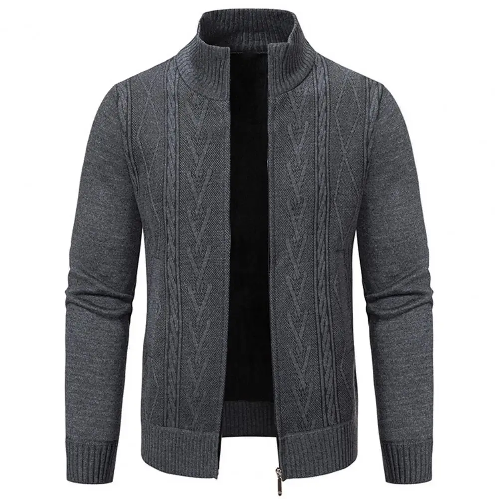 

Cold Weather Sweater Cozy Lapel Collar Zipper Cardigan Timeless Men's Fashion Sweater for Autumn/winter Slim Fit Thickened