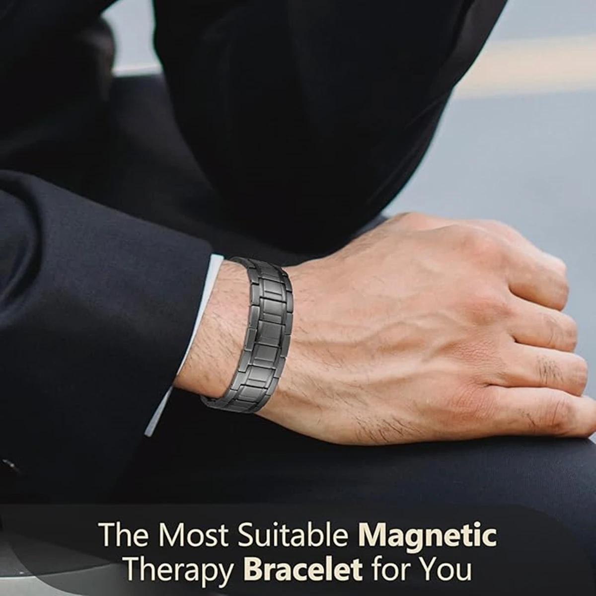 ARADOO Men's Titanium Steel Bracelets Ultra Strenth Neodymium Magnetic Pure Copper Sport Bracelet