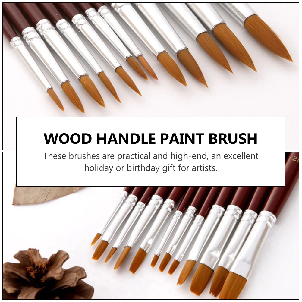 مجموعة فرش طلاء فنية بمقبض خشبي مكونة من 24 قطعة، مجموعة فرش رسم بالألوان المائية المدببة، أدوات رسم زيت الغواش