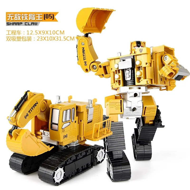 Transforming Robot Toy Magnetically Assembles into Realistic Large Robot Figure 5 Construction Trucks for Boys Ages 3 and Up