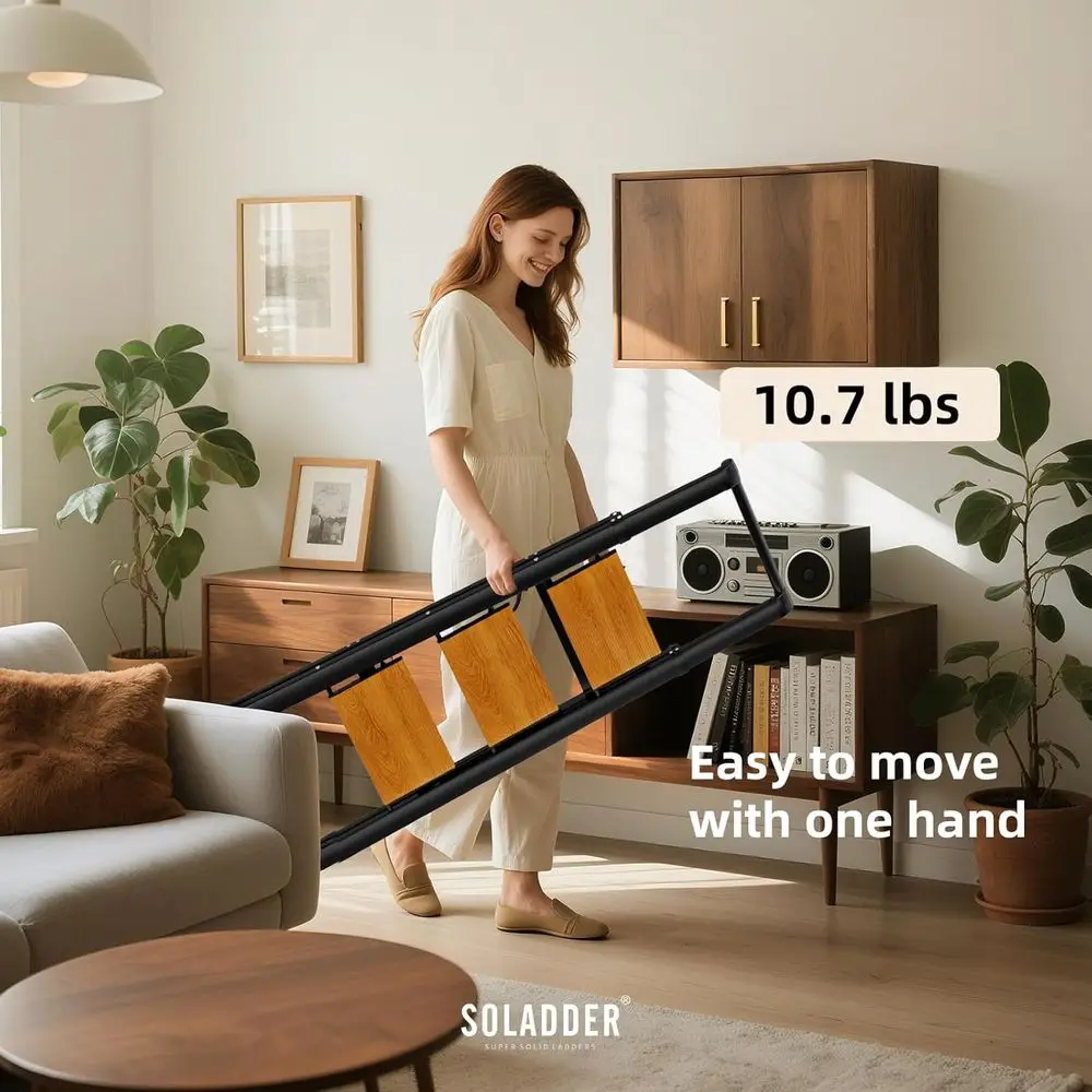 3 Step Ladder with Handrails, Lightweight Aluminium Folding Step Stool for Adults to Use in Kitchen,Closet and Library,300lbs(Bl