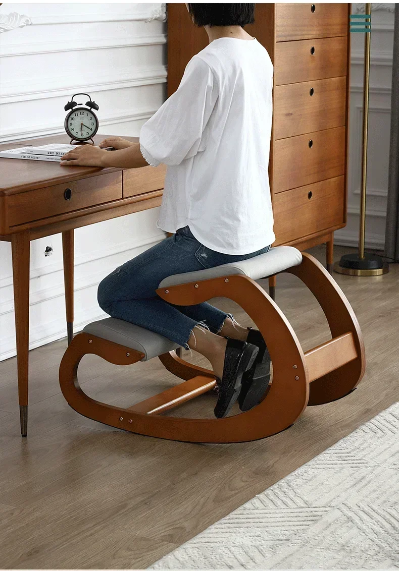 Hot Sales Black Walnut Solid Wood Nordic Leisure Rocking LightKneeling Correction Sitting Position Happy Chair
