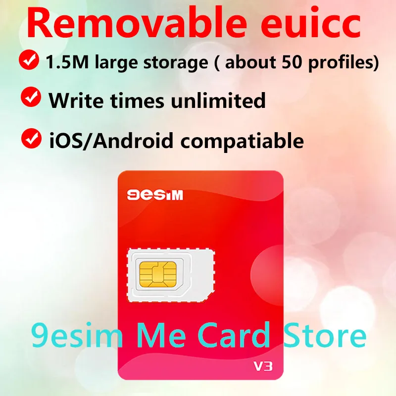 محول 9esim V3 esim إلى sim لهاتف iphone 16 pro max15 14، euicc قابل للإزالة لدراسة السفر إلى الخارج، وحدة بطاقة 5ber esim.me est