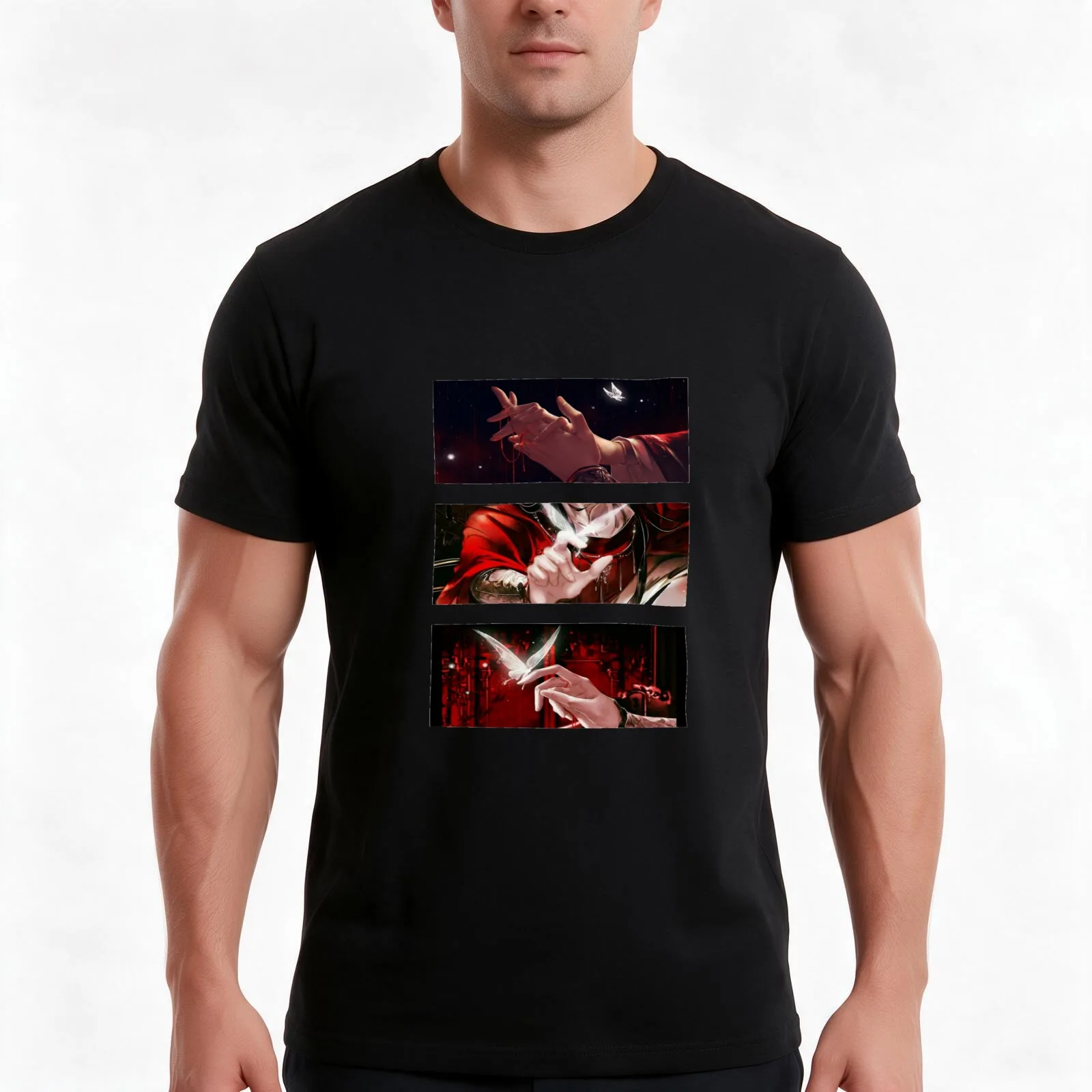 TGCF Heavenly Official's Blessing Hands Graphic T-Shirt, Summer Casual Cotton Tee, Oversized Streetwear Tops, Unisex Men Women