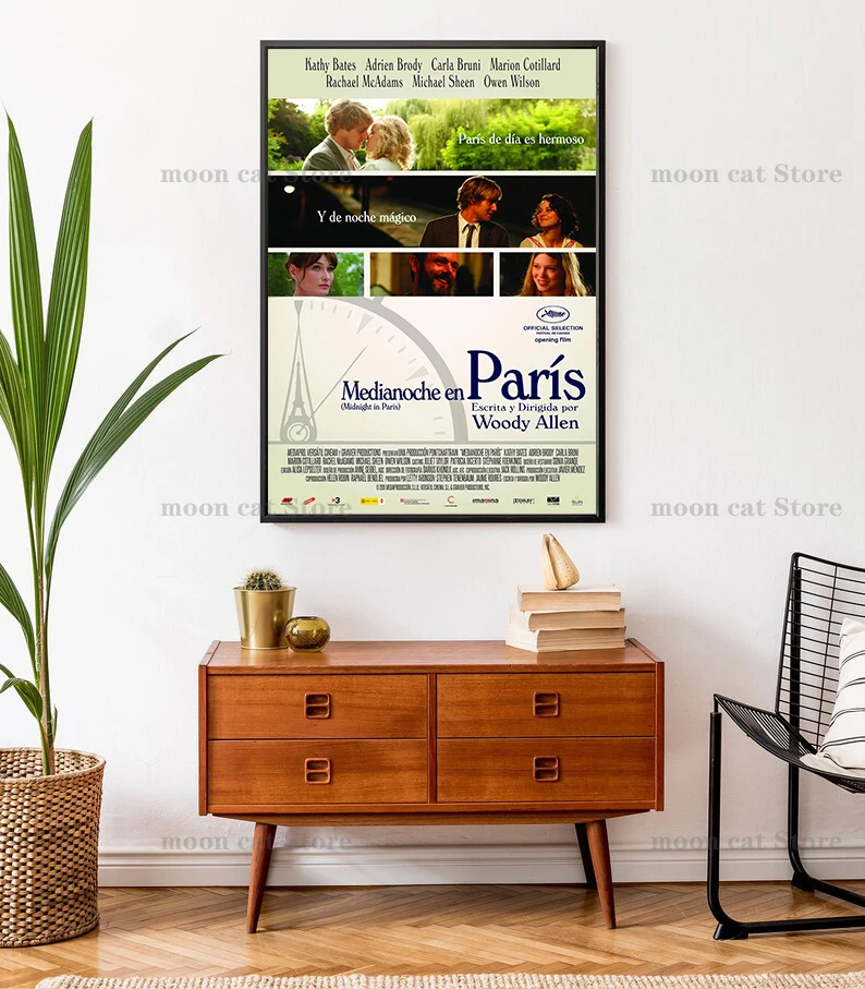 Romantic French Movie Midnight in Paris Poster Woody Allen Classic Flim Canvas Painting Wall Pictures Cafe Home Dorm Decor Gift