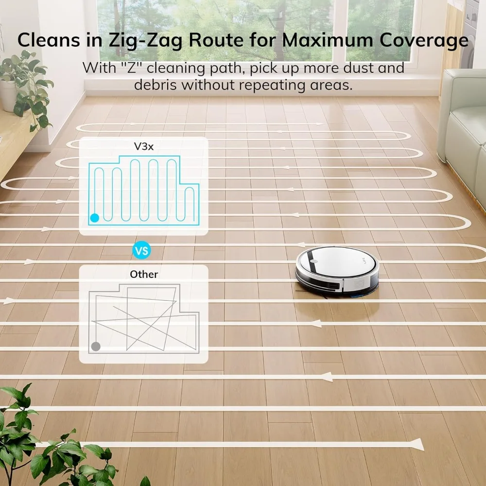 Robot Vacuum and Mop Combo, V3s Pro Upgraded, Compatible with 2.4GHz WiFi/Alexa/Google, 120mins, 3000Pa