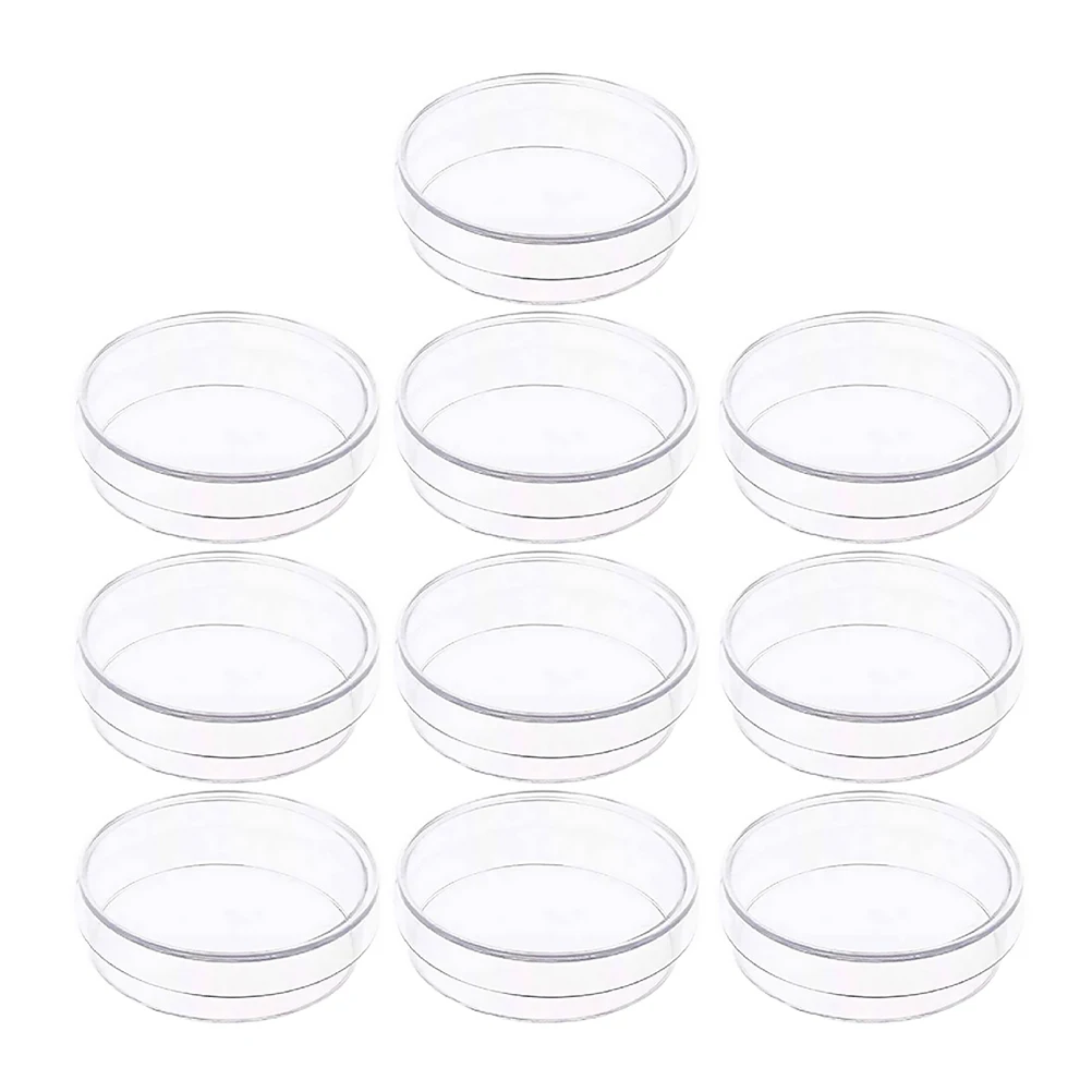 

10pcs Plastic Petri Plates Dish Transparent Laboratory Culture Plate Laboratory Petri Dish for Education Chemistry Research