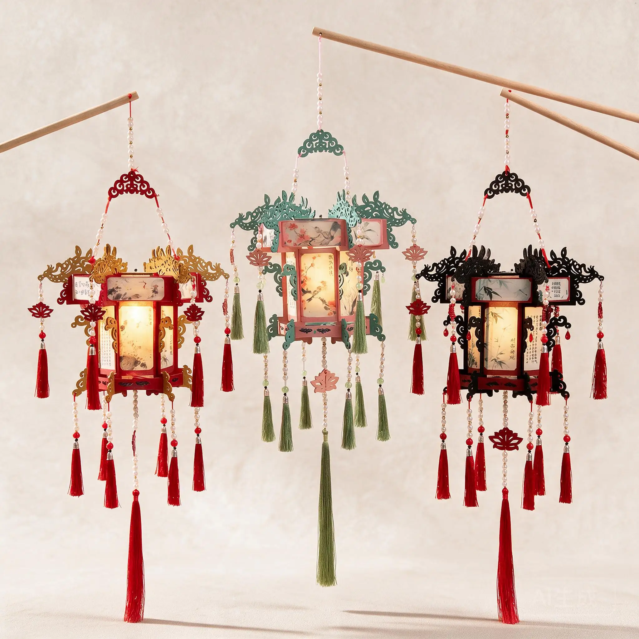 Handmade Diy Chinese Ancient Style Hexagonal Palace Lantern Kit Mid Autumn Festival Hanfu Photo Prop Handheld Home Party Decor