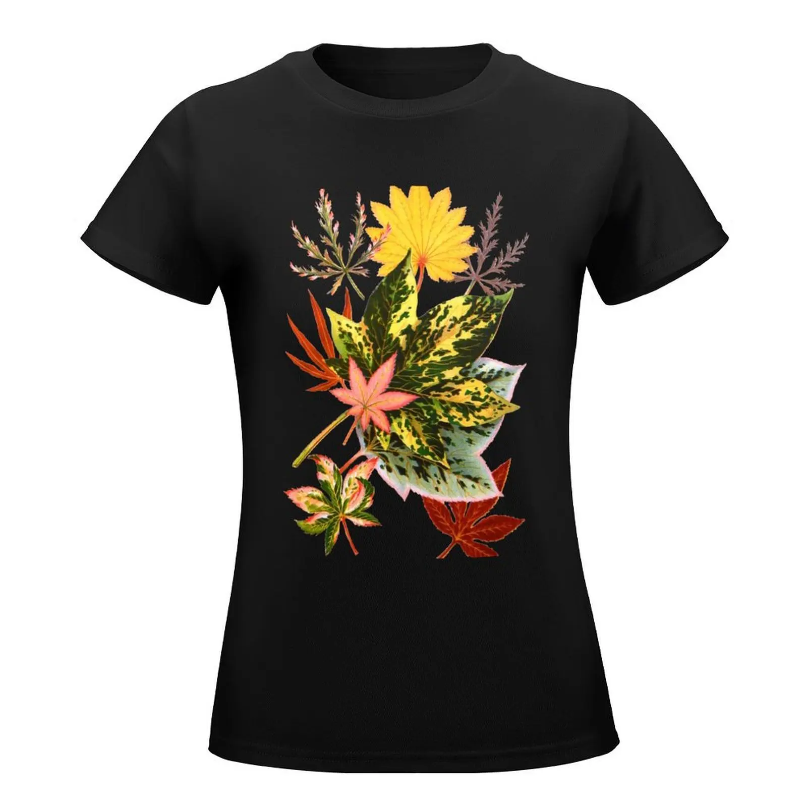 Victorian Vintage Scrapbook Maple Leaves in Fall Colors T-Shirt cute tops vintage clothes oversized t shirt dress Women