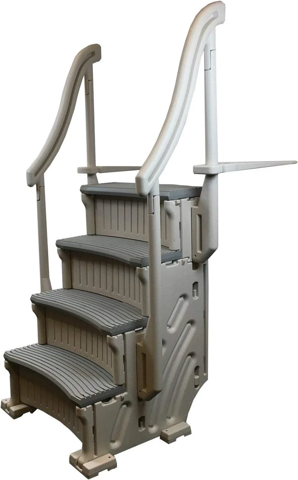 

4-Step Above Ground Swimming Pool Entry Steps Curved Add-on, Gray