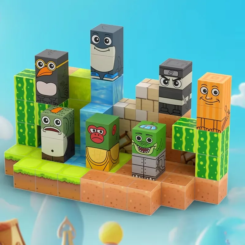 Tung Tung Sahur Figuren Magnetblock Tralalero Tralala Brainrot Build DIY STEM Sensorisches Spielzeug für Kleinkind Geburtstagsgeschenk