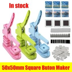 Square Refrigerator Badge Button Maker 50x50mm Hand Press Machine for DIY Making Pins Buttons/Refrigerator Magnets Badge